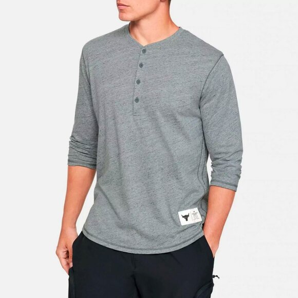Under Armour Other - Under Armour Men's UA X Project Rock ¾ Sleeve Henley 1346095-012 Gray/White Sz S